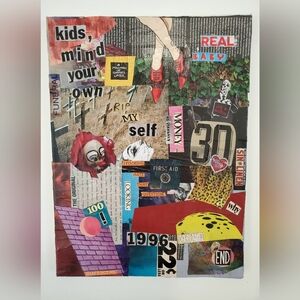 Original Art. Collage. Artwork. Home Decor. Unique. One Of A Kind. On Canvas.